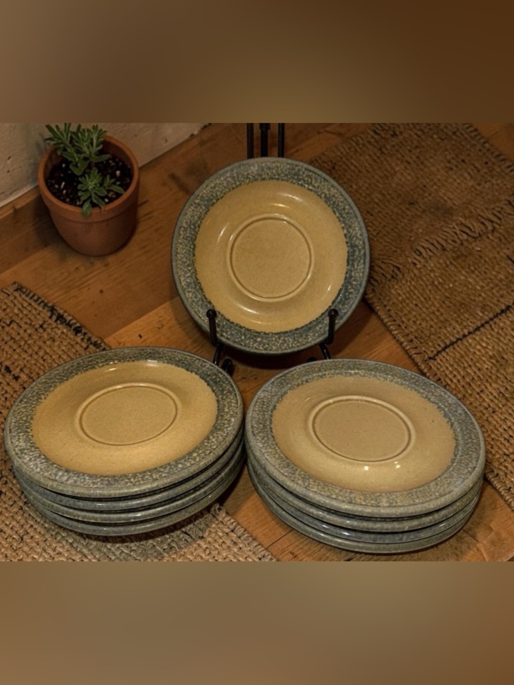 Pfaltzgraff America MAFA 6.25" Saucers Museum Folk Art Yellowware USA Set of 9